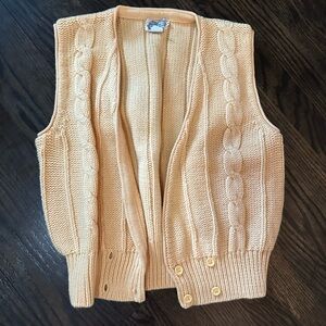 Vintage Cable Knit Cream Sweater Vest